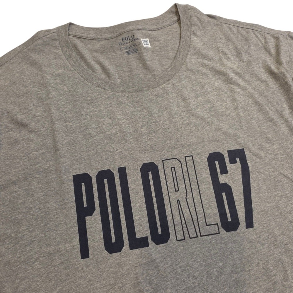 Polo Ralph Lauren Mens T-Shirt Grey Graphic POLO RL 67 Big & Tall 4XB